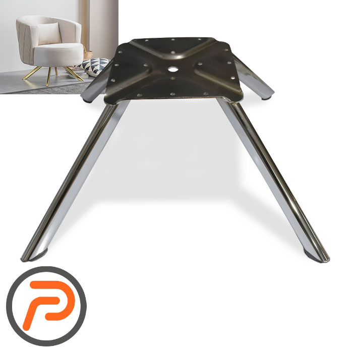 پایه صندلی فلزی ثابت مدل چهار پر کروم